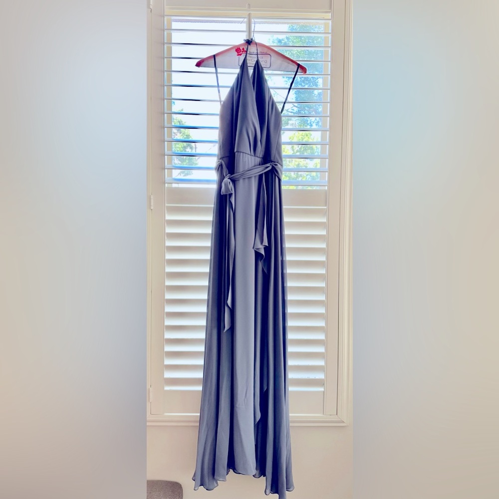 Amsale Carmelle Bridesmaid Dress Slate Chiffon Size 12